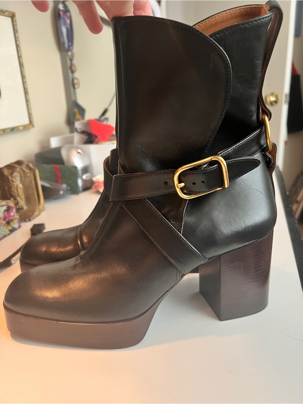 Chloe Izzie Leather Platform Boots - Picture 9 of 9